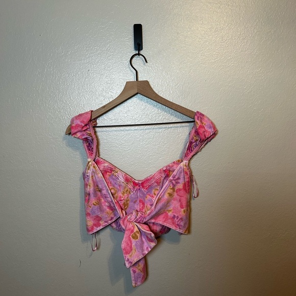 Free People‎ Crop Top and Bike Shorts Floral 2-piece Matching Set - Picture 7 of 11
